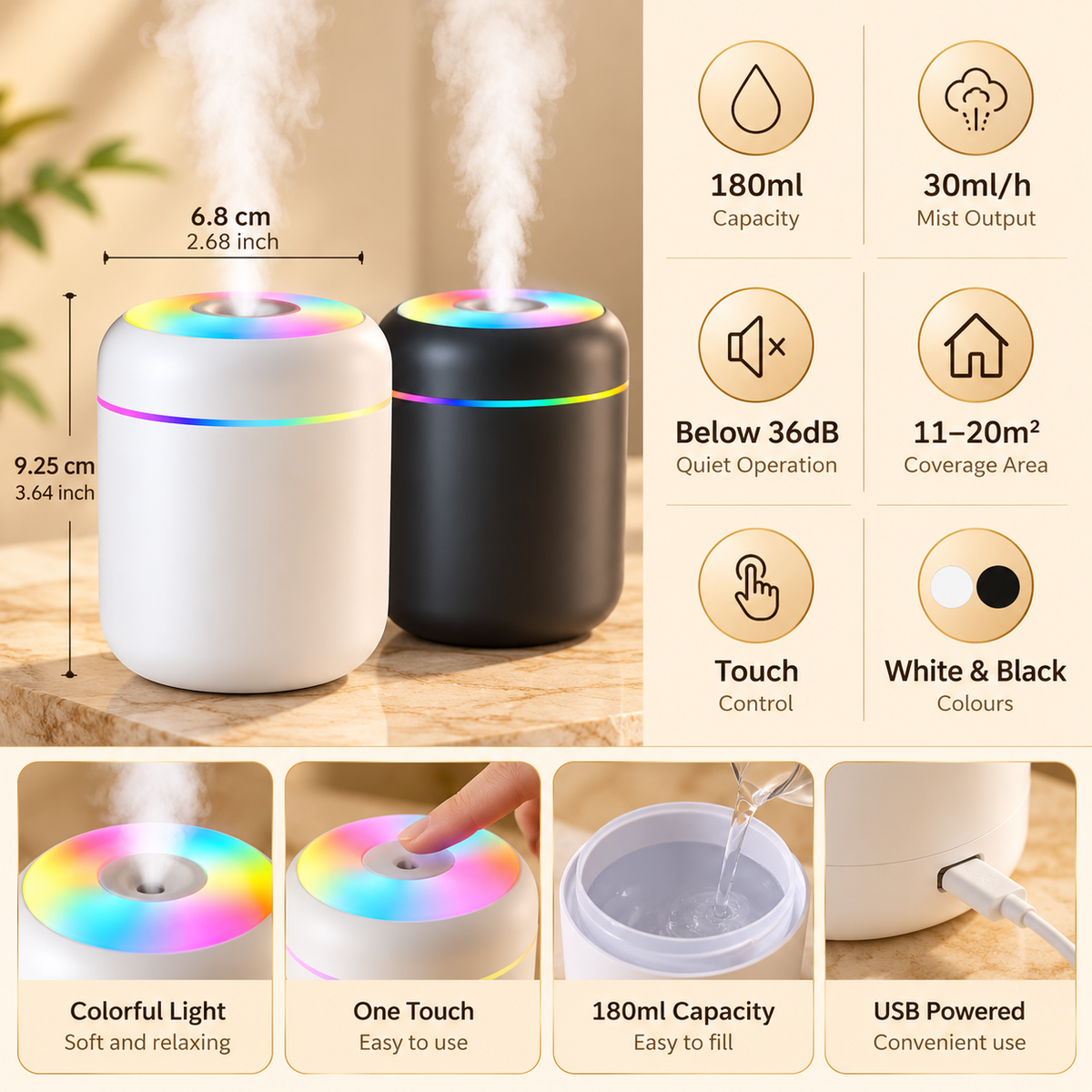 Pro Mini USB Humidifier – 180ml