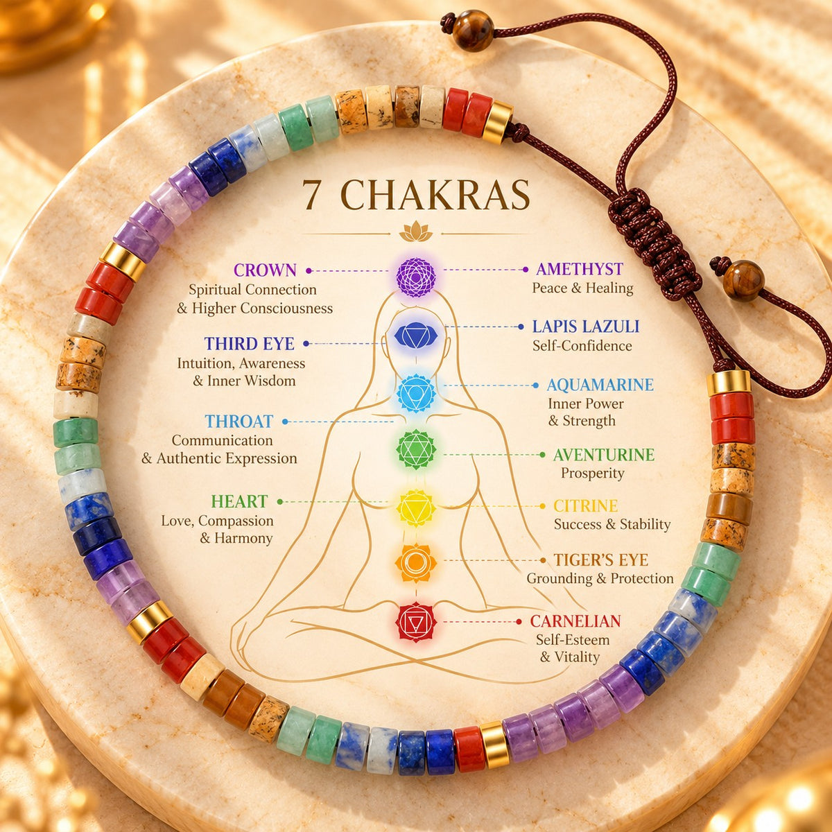7 Chakra Natural Stone Bracelet – Inner Balance & Spiritual Connection