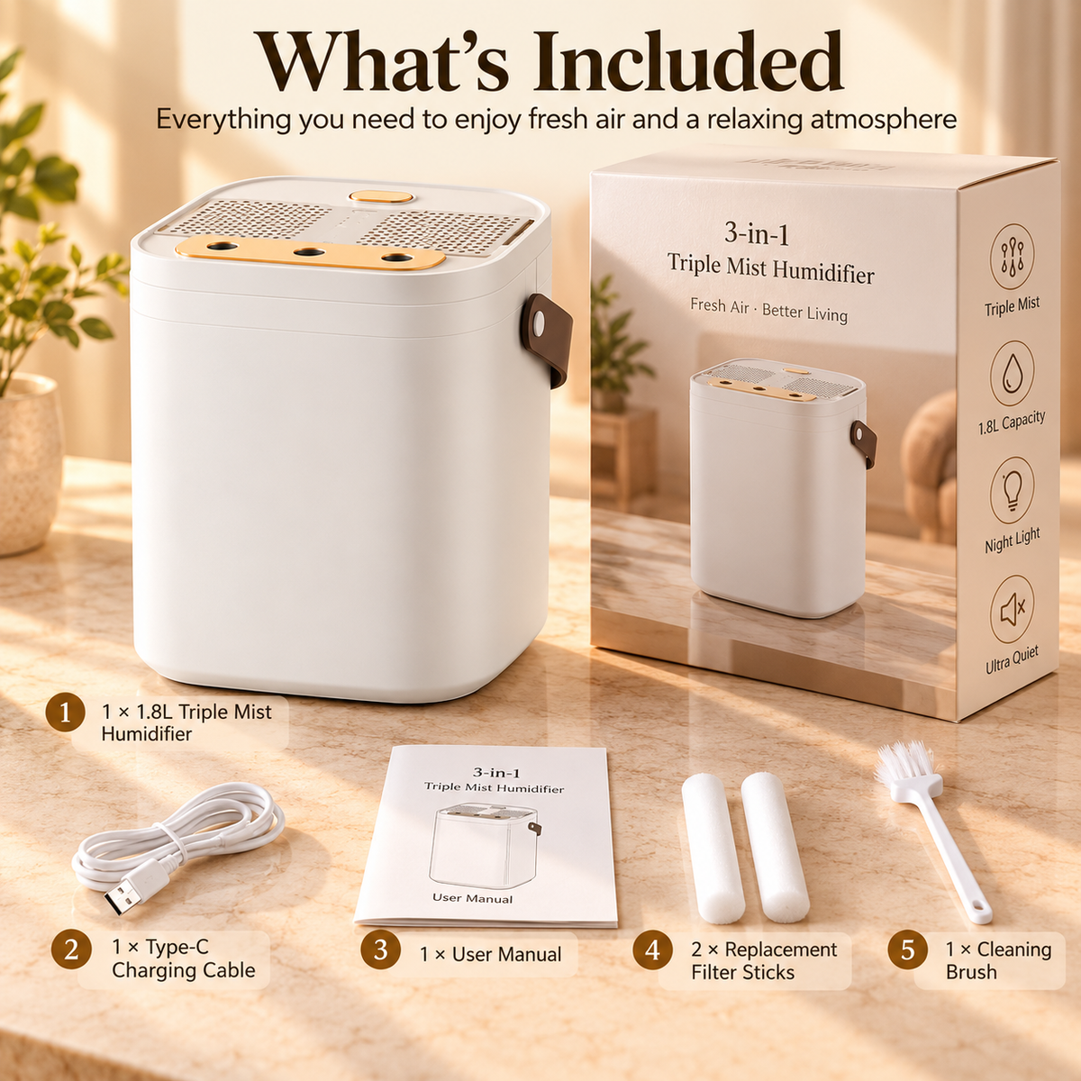 Triple Mist Air Humidifier – 1.8L