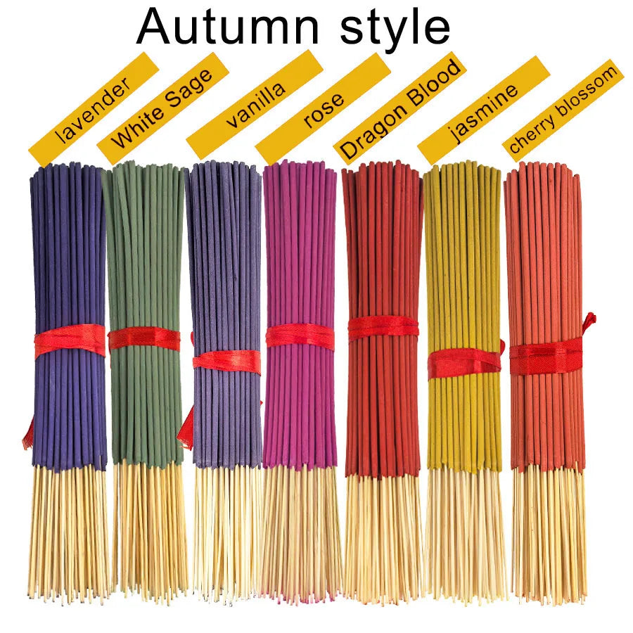 7 Sets of 140 Incense Sticks, Available in Four Seasonal Sets: Rose, Lavender, Sandalwood, Jasmine, Mint, Cherry Blossom, Herbal, and Dragon Blood Wood, with 20 Sticks in Each Pack, Suitable for Home Use, Office, Yoga, Medita