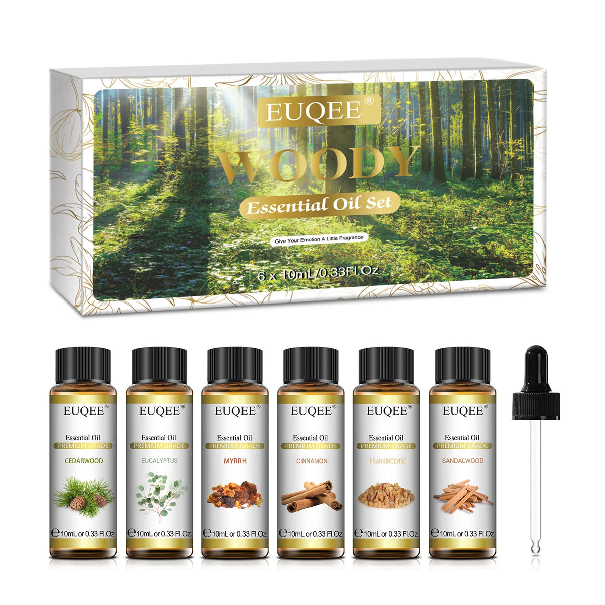 EUQEE Essential Oils Set 6 Bottles 10ml Pure Natural Aromatherapy Oils for Humidifier Diffusers Making Candle Soap Air Freshener