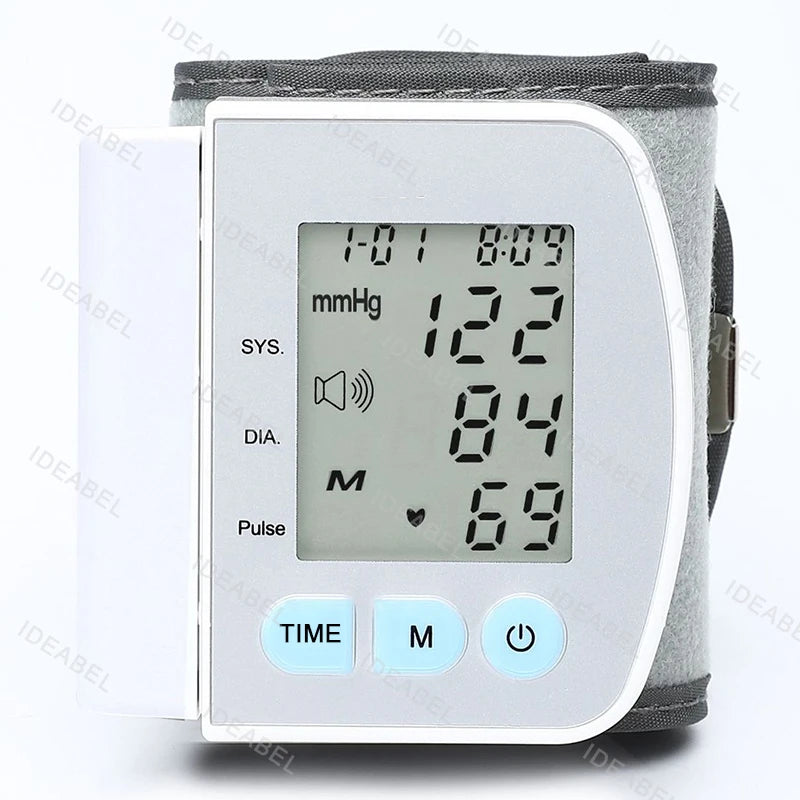 Voice Broadcast Smart LCD Screen Wrist Blood Pressure Monitor