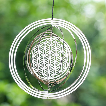 3.9inch Wind Spinner 3D Mandala Flower of Life Wind Chimes Parts Mirror Reflection Catcher Yoga Meditation Hanging Yard Decor