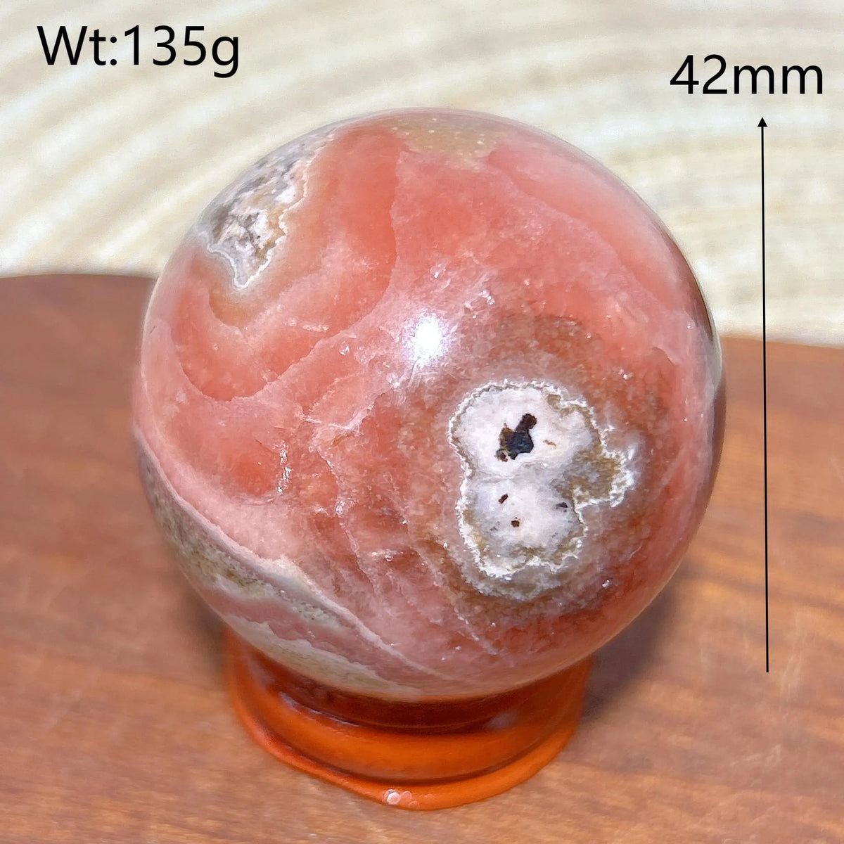 Rhodochrosite Sphere – Natural Pink Elegance