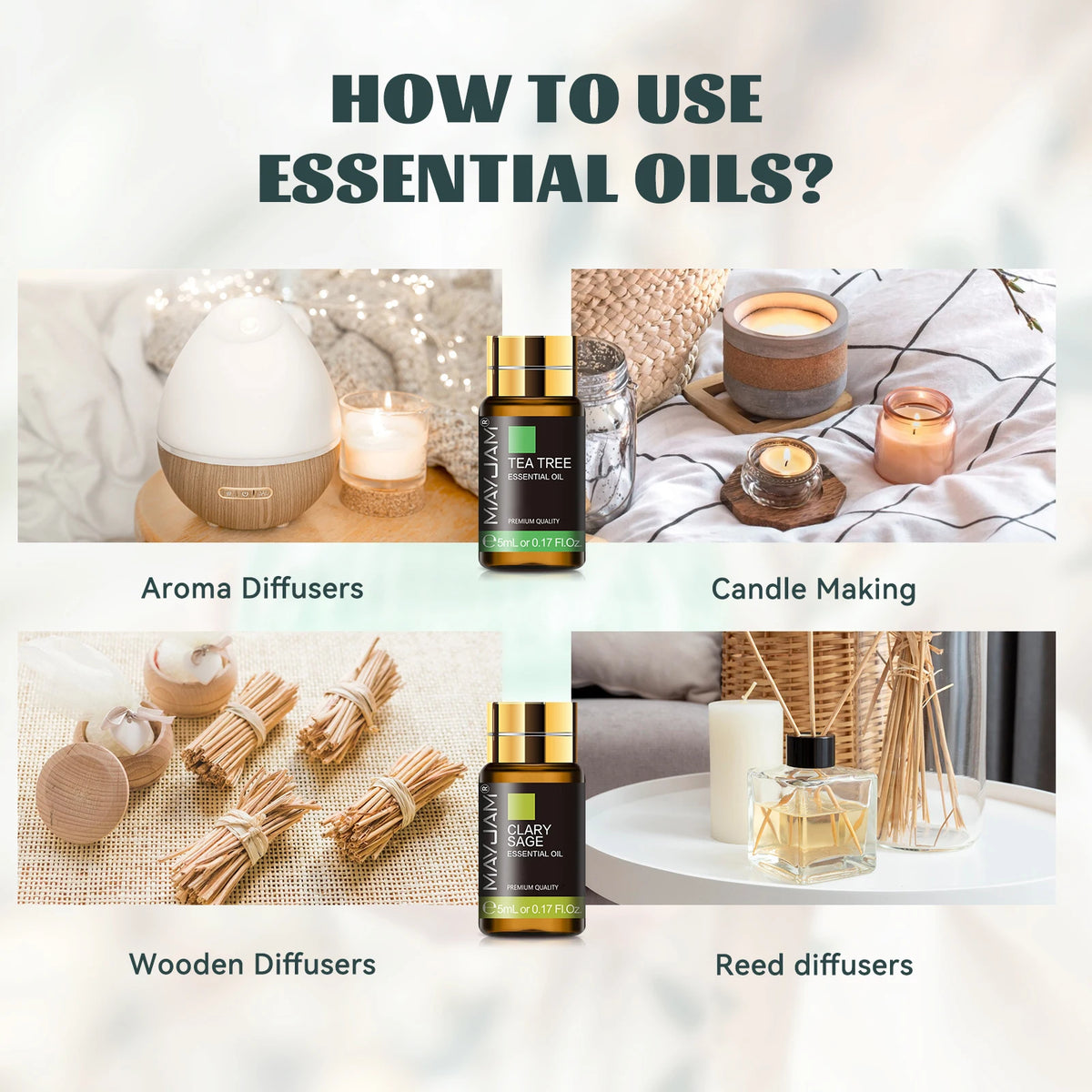 MAYJAM 35 Bottles Essential Oils Set Lavender Vanilla Oregano Neroli for Humidifier Diffuser Candle Making Air Freshener