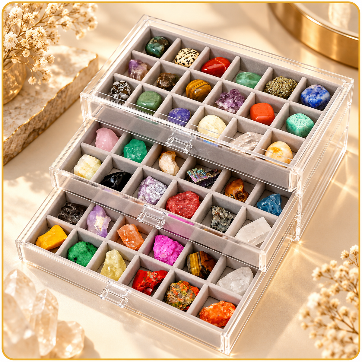 Natural Gemstone Collection Box