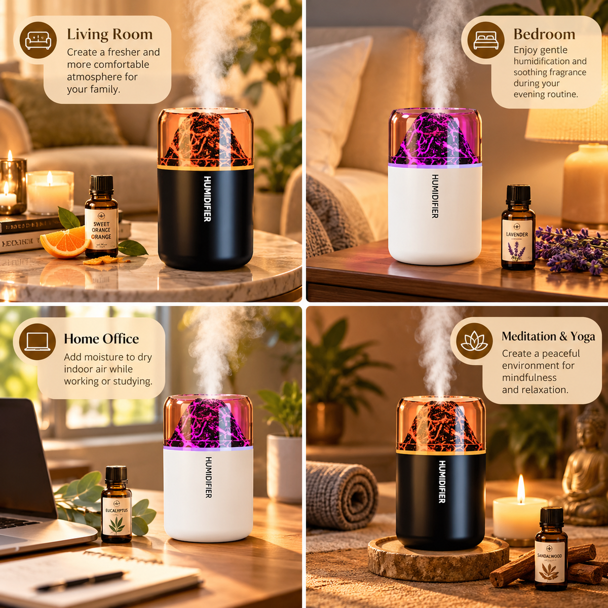 Lava Volcano Aroma Diffuser – Colourful Night Light