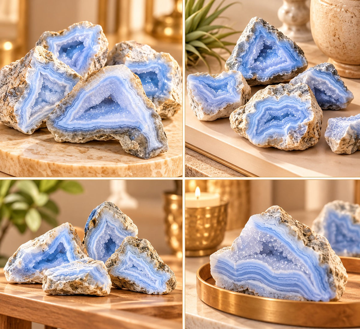 Natural Blue Lace Agate – Raw Druzy Geode