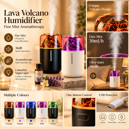 Lava Volcano Aroma Diffuser – Colourful Night Light