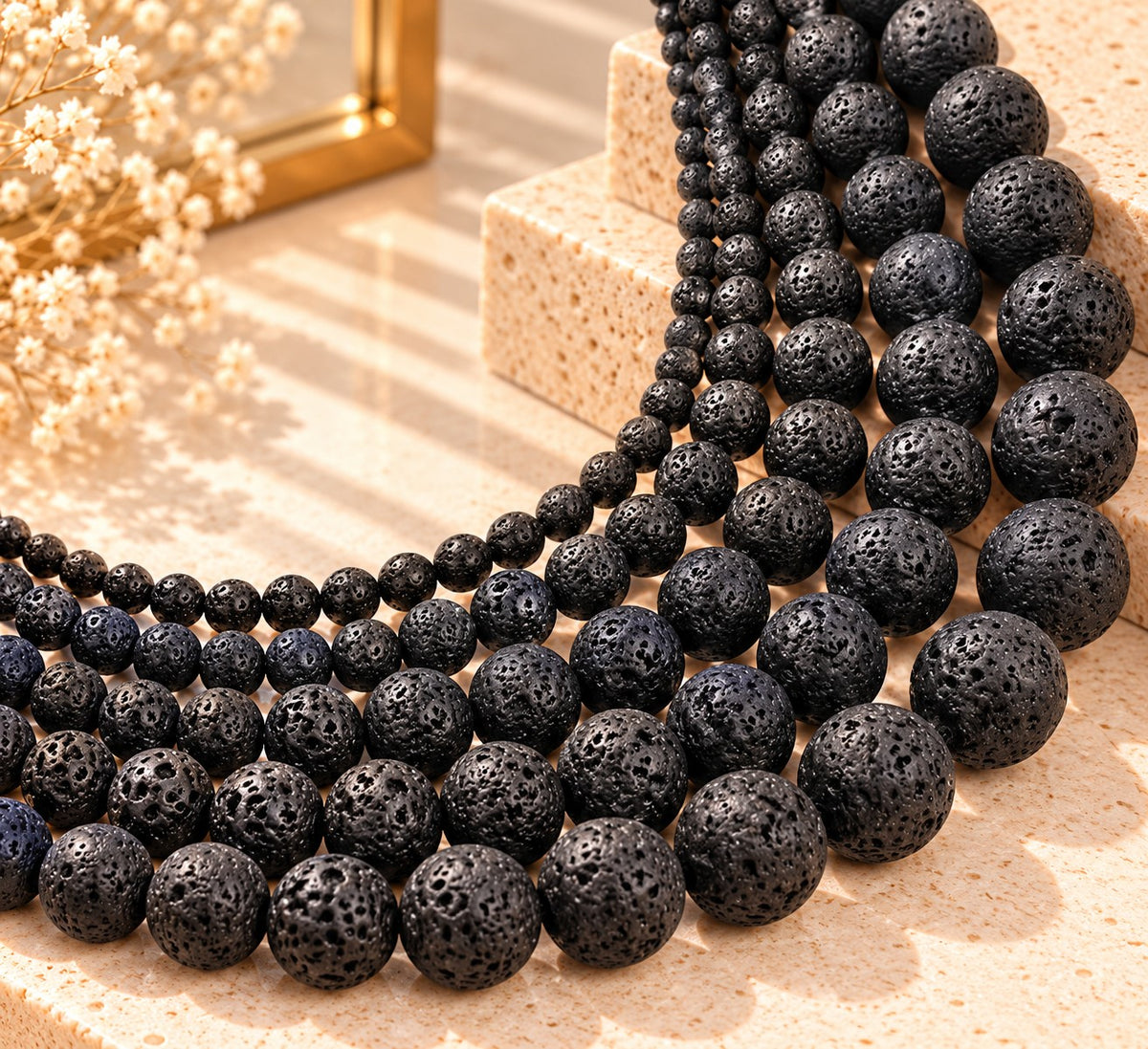 Natural Black Lava Stone Beads – Jewelry Making
