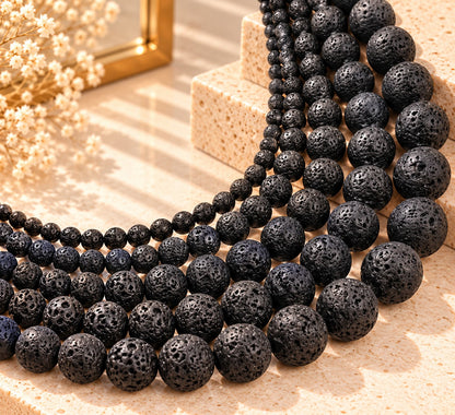 Natural Black Lava Stone Beads – Jewelry Making