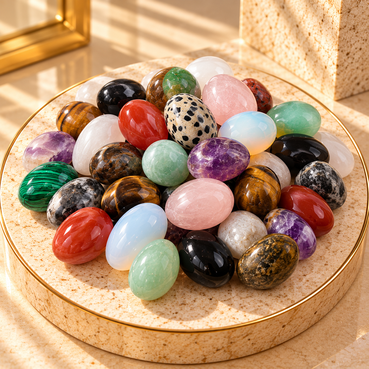 Natural Crystal Egg Stones – 12-Piece Set