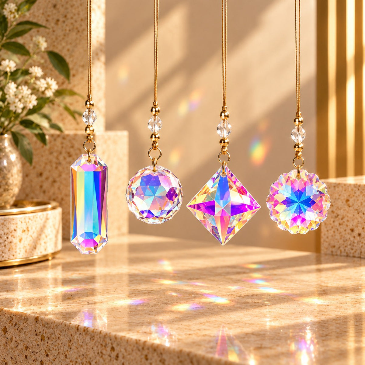 Rainbow Reflections – Crystal Suncatcher Set