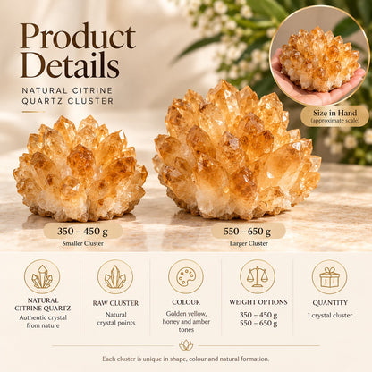 Natural Citrine Quartz Cluster – Abundance & Prosperity