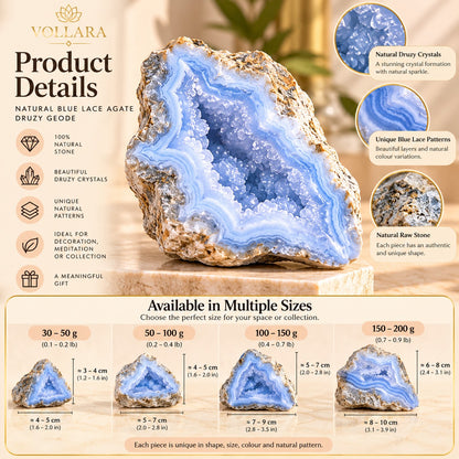 Natural Blue Lace Agate – Raw Druzy Geode
