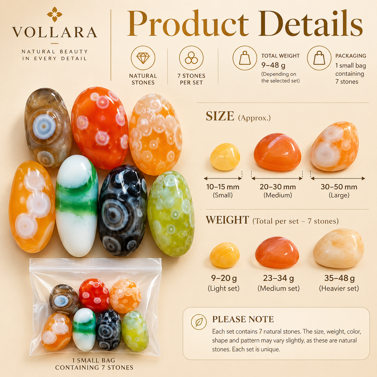 Natural Sardonyx Agate – 7-Piece Stone Set