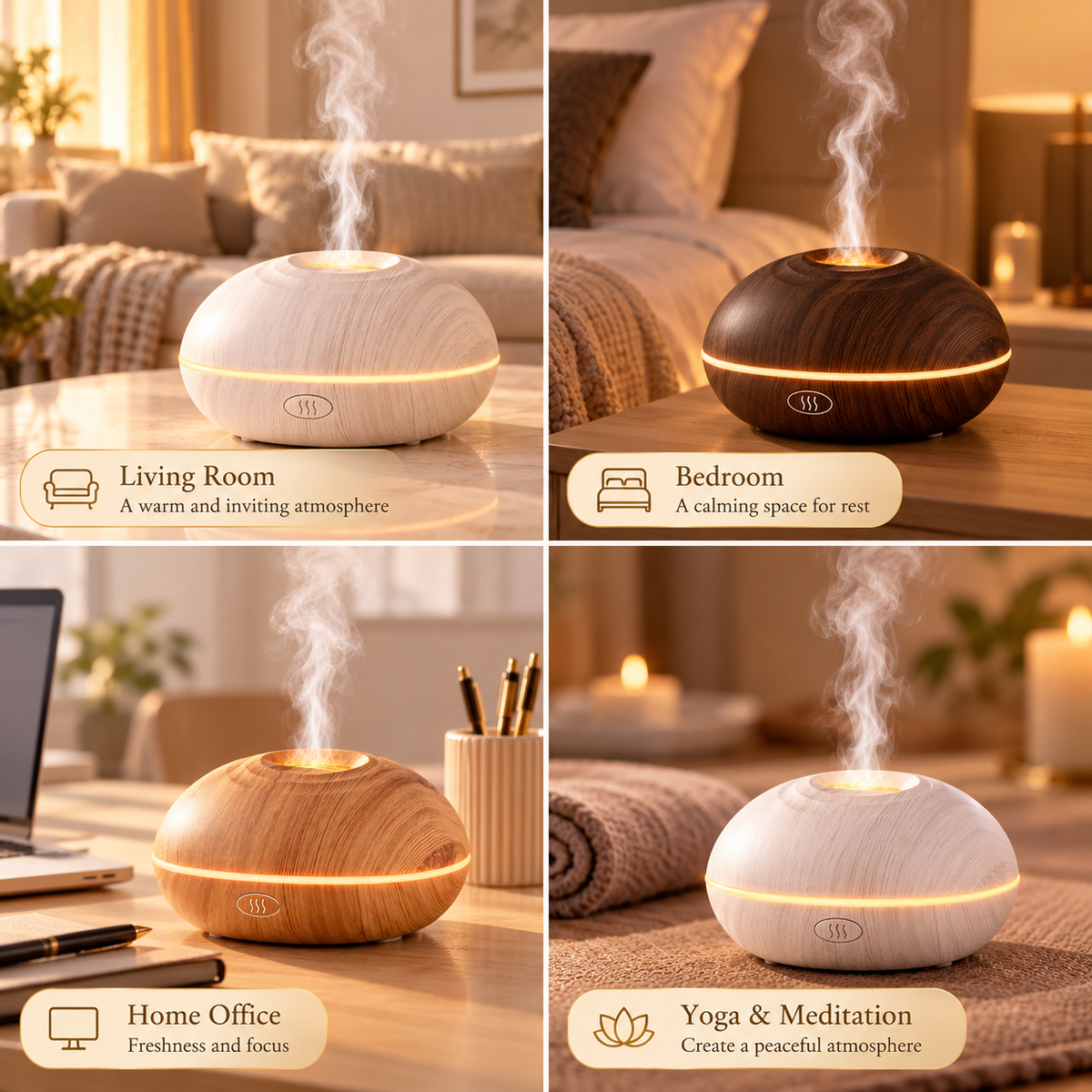 Flame Aroma Diffuser – 200ml Wood Grain
