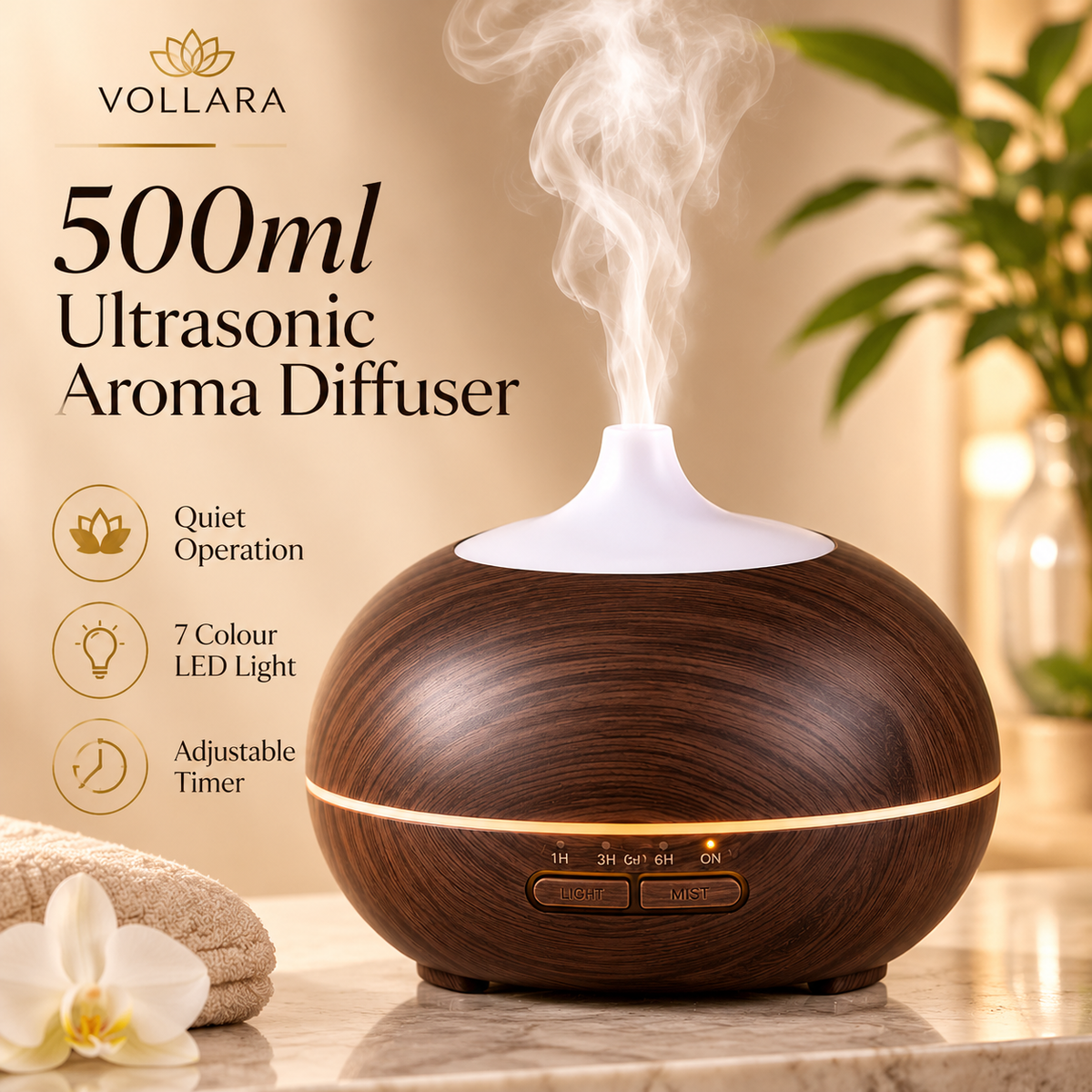 500ml Wood Grain Essential Oil Diffuser