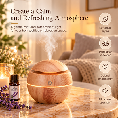 Wood Grain Mini Aroma Humidifier - 300 ml