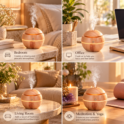 Wood Grain Mini Aroma Humidifier - 300 ml