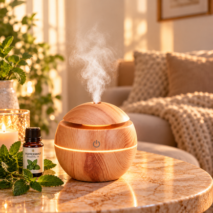 Wood Grain Mini Aroma Humidifier - 300 ml