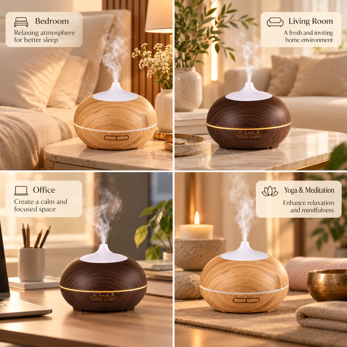 500ml Wood Grain Essential Oil Diffuser