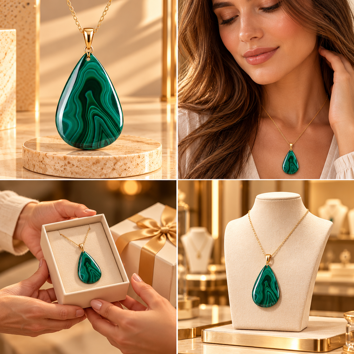 Natural Malachite Pendant – Protection & Transformation