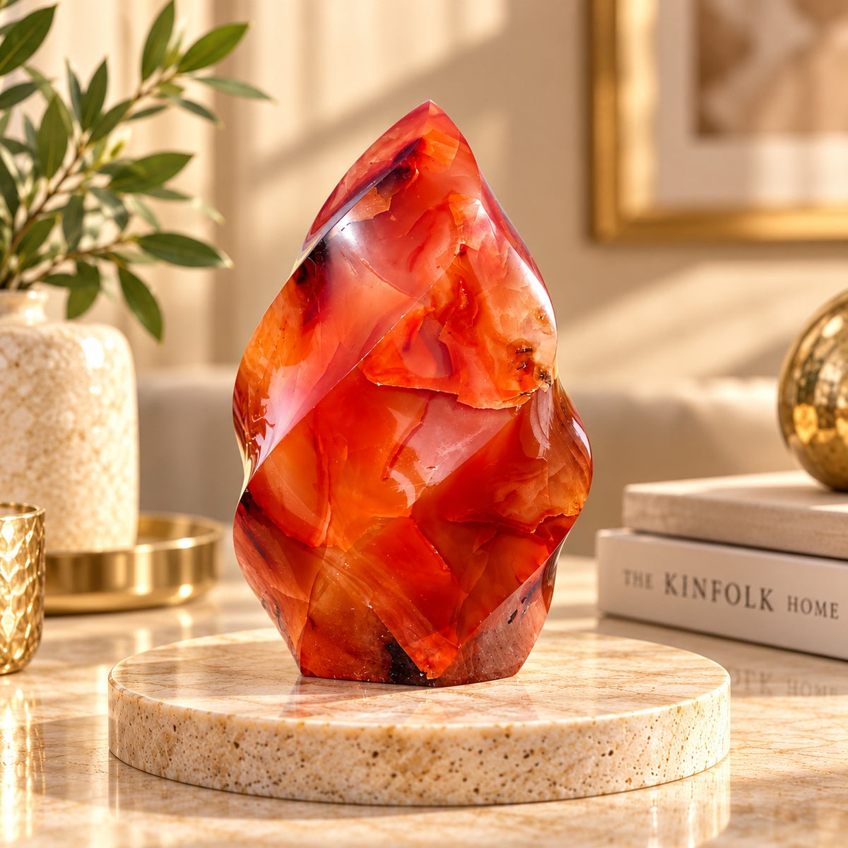 Natural Red Agate & Carnelian Flame