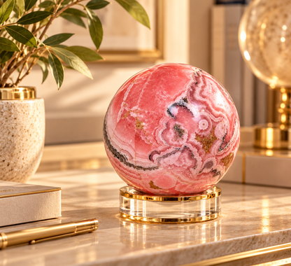 Rhodochrosite Sphere – Natural Pink Elegance