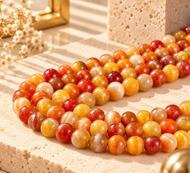 Orange Striped Agate Beads – Natural Stone for Jewelry Making