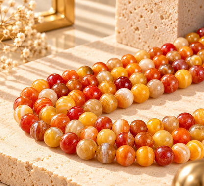Orange Striped Agate Beads – Natural Stone for Jewelry Making