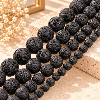 Natural Black Lava Stone Beads – Jewelry Making