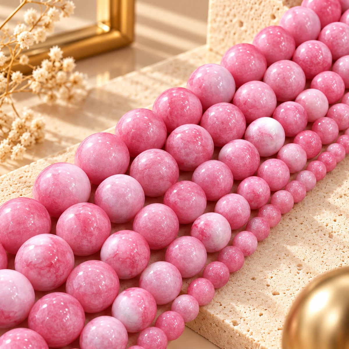 Light Pink Rose Jasper Beads for Jewelry Making
