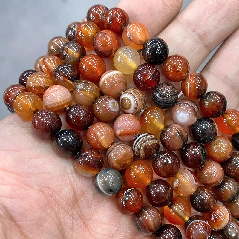 Natural Stone Fantasy Dream Stripe Agates Round Beads Diy Bracelet Necklace 15" Strand 4 6 8 10 12 14MM for Jewelry Findings