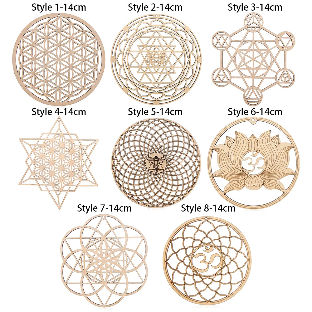 14cm Wooden Wall Sign Flower of Life Shape Laser Cut Wood Wall Art Home Decor Coasters Craft Making Sacred Geometry Ornament