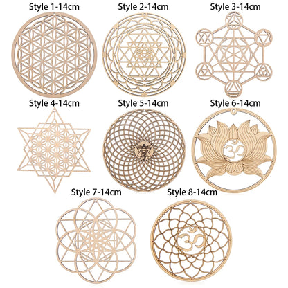 14cm Wooden Wall Sign Flower of Life Shape Laser Cut Wood Wall Art Home Decor Coasters Craft Making Sacred Geometry Ornament