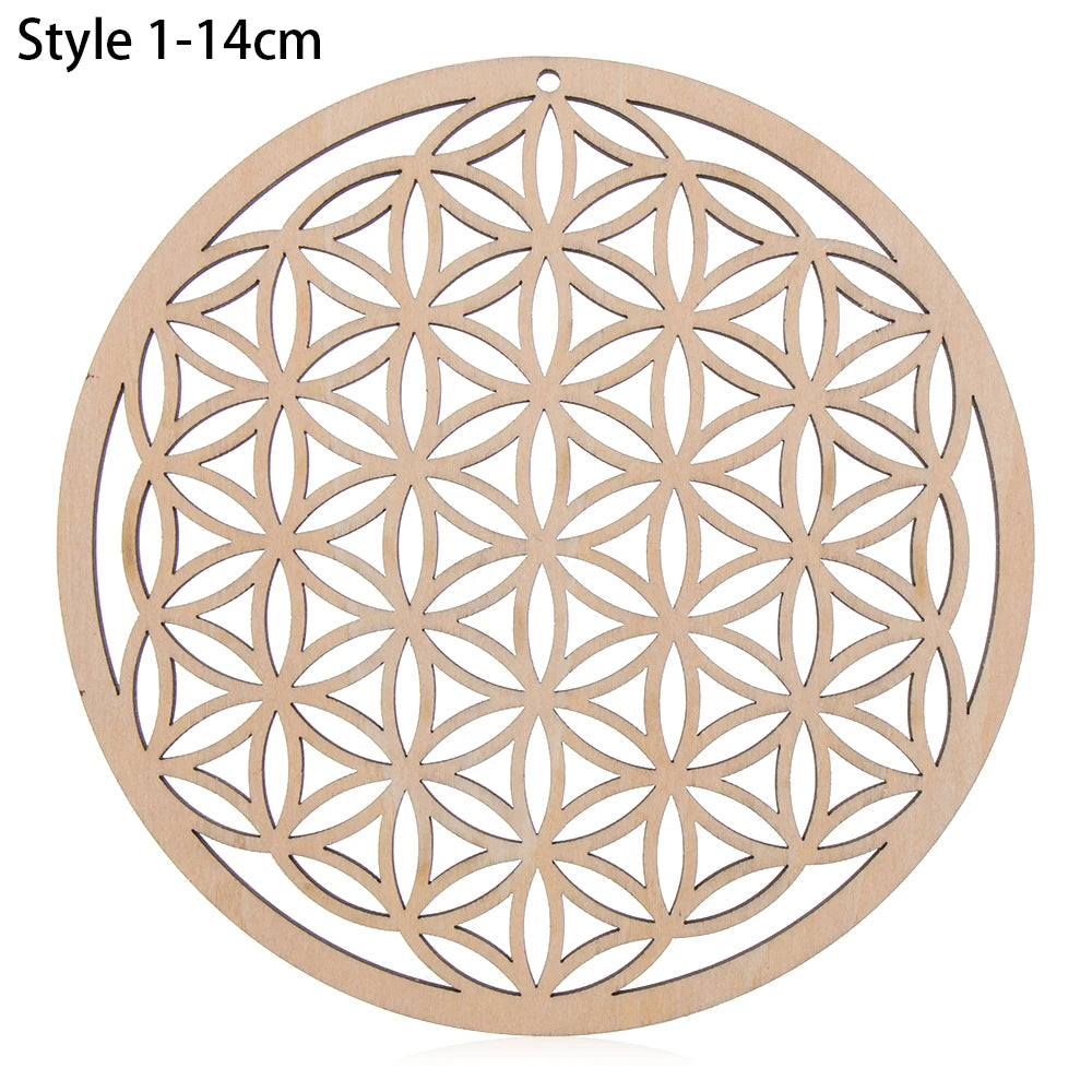 14cm Wooden Wall Sign Flower of Life Shape Laser Cut Wood Wall Art Home Decor Coasters Craft Making Sacred Geometry Ornament