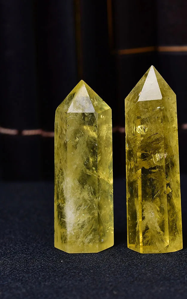 1pc Natural Crystal Point Citrine Healing Obelisk Yellow Quartz Wand Beautiful Ornament for Home Decor Energy Stone Pyramid