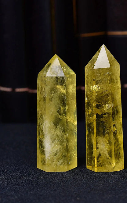 1pc Natural Crystal Point Citrine Healing Obelisk Yellow Quartz Wand Beautiful Ornament for Home Decor Energy Stone Pyramid