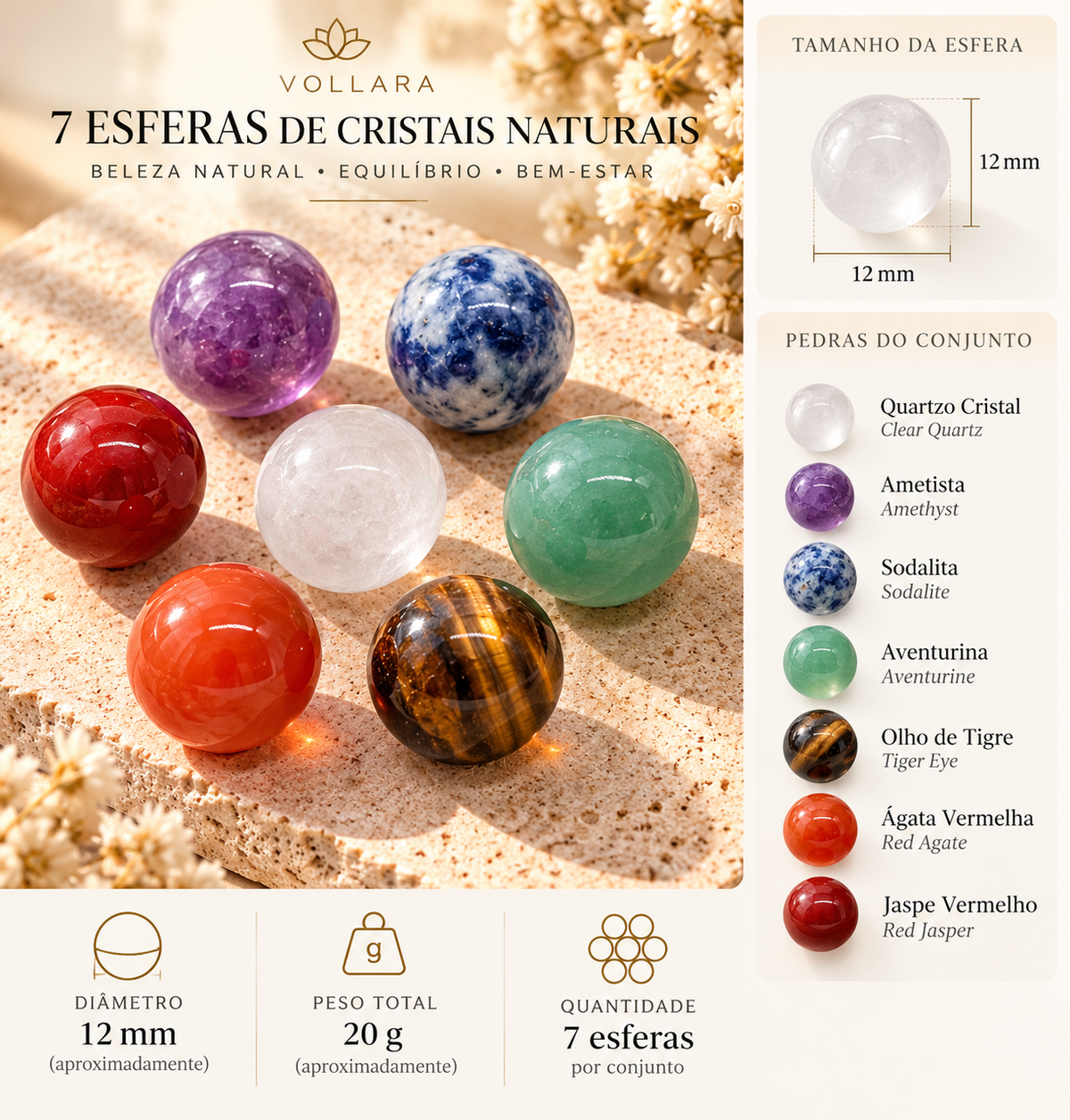 Natural Crystal Beads Set – 7 Chakra Stones