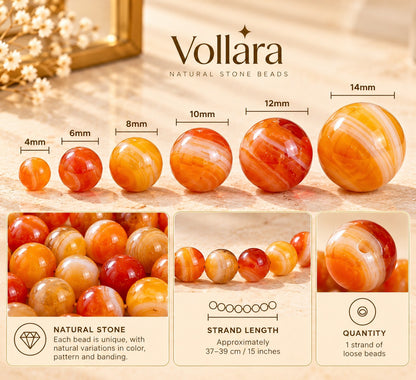 Orange Striped Agate Beads – Natural Stone for Jewelry Making