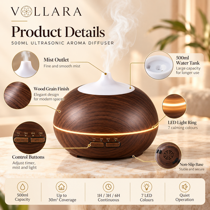 500ml Wood Grain Essential Oil Diffuser