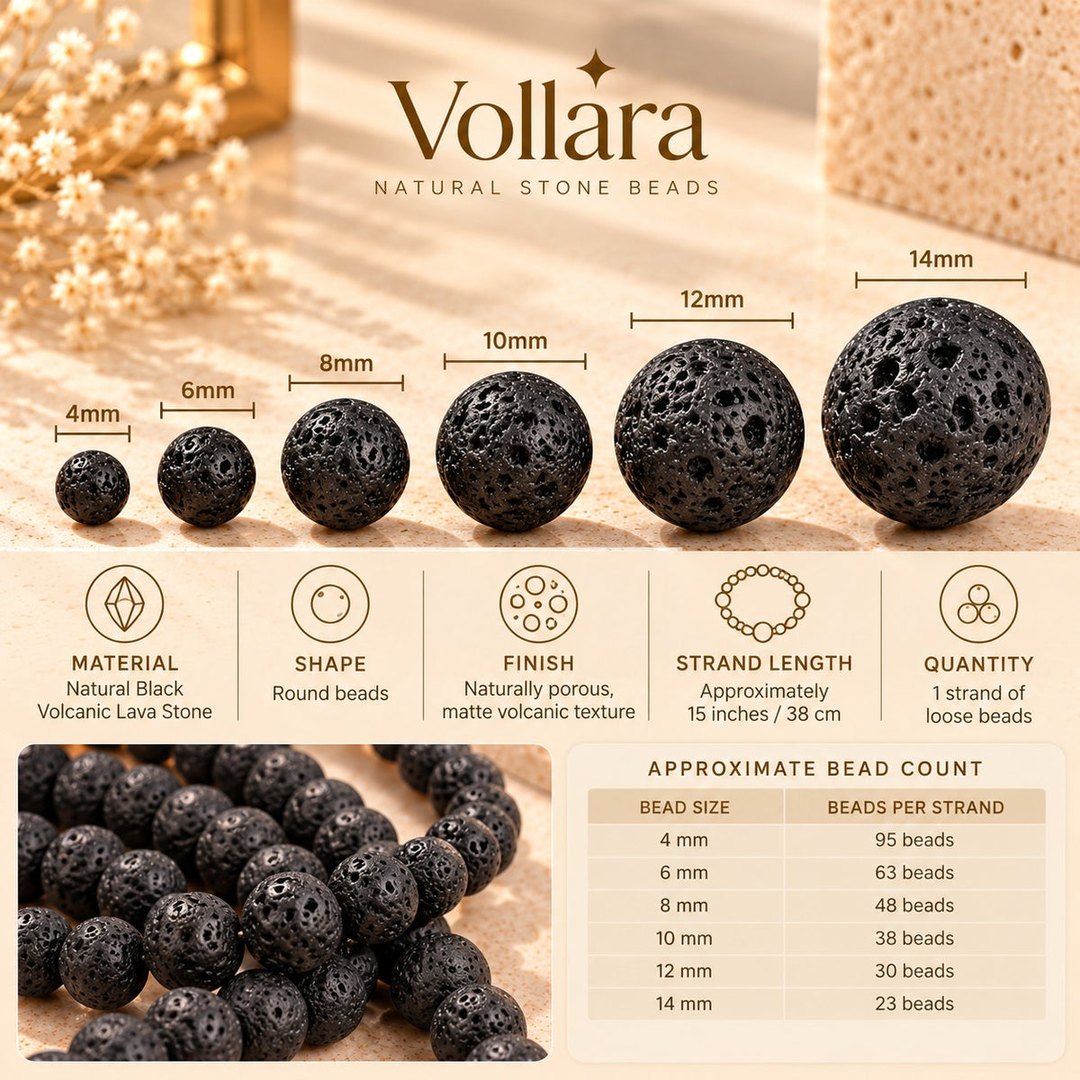 Natural Black Lava Stone Beads – Jewelry Making
