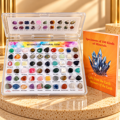 60-Piece Natural Mineral Collection – With Geology Guide