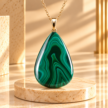 Natural Malachite Pendant – Protection & Transformation