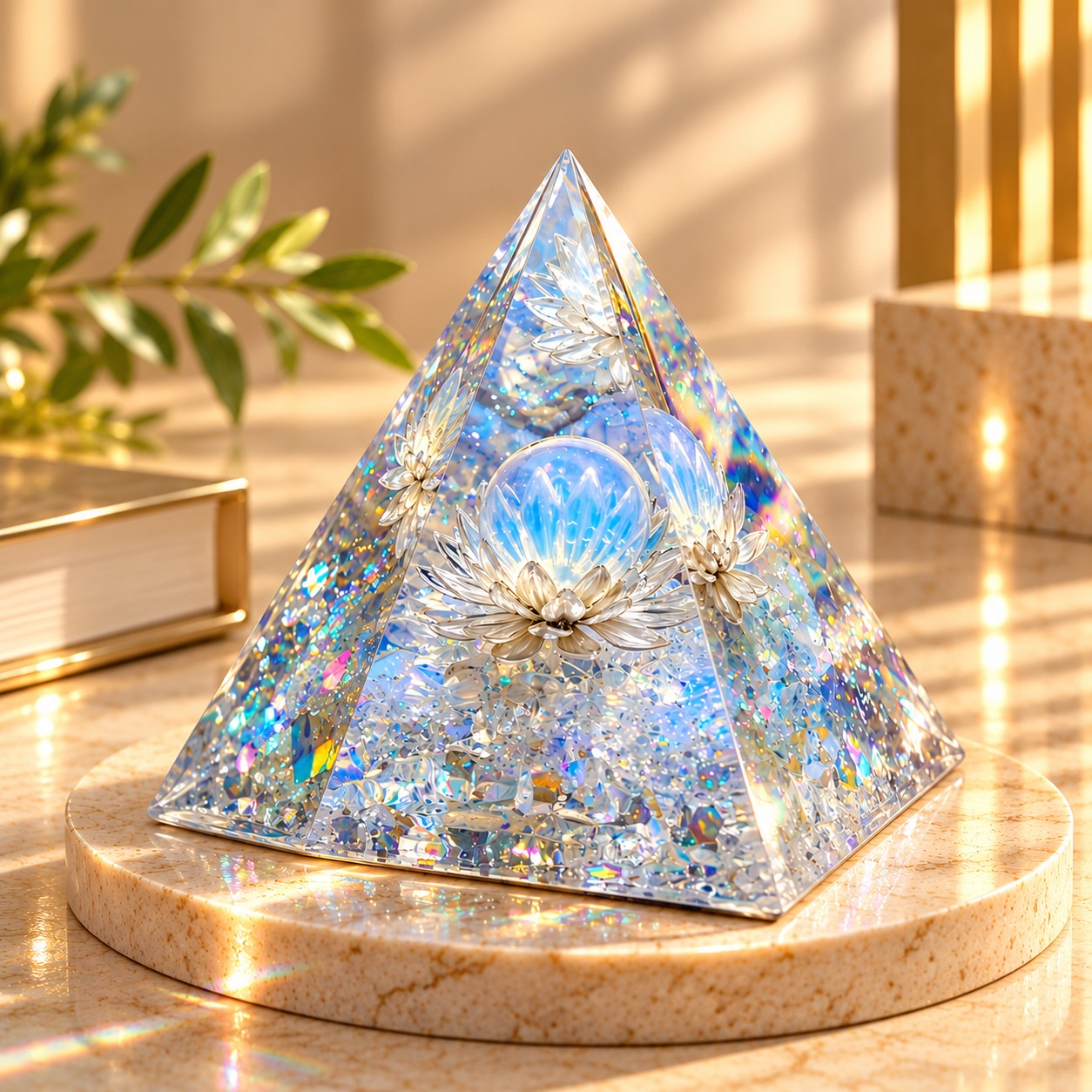 White Lotus Orgone Pyramid – Sacred Energy & Harmony