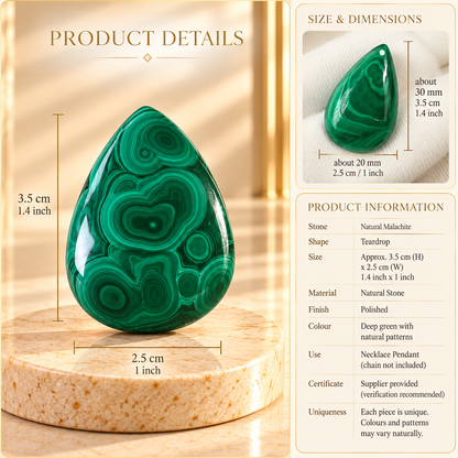 Natural Malachite Pendant – Protection & Transformation