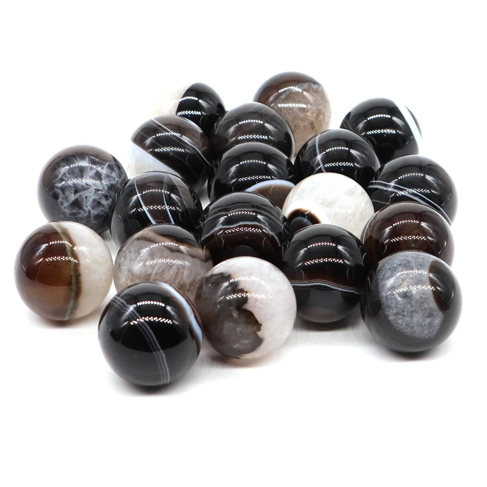 20mm Black Agate Balls Natural Stone Sphere Healing Crystal Amethyst Energy Globe for DIY Jewelry Specimen Collection Home Decor