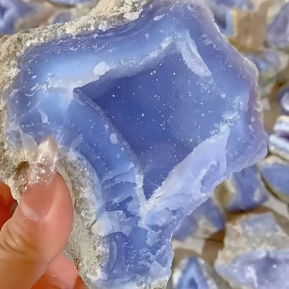 Natural Blue Lace Agate – Raw Druzy Geode