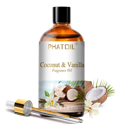 PHATOIL 100ml Aromatherapy Fragrance Oil Coconut & Vanilla Strawberry Cherry Lemon 1/2/3pcs Aroma Oil For Diffuser Candle Making